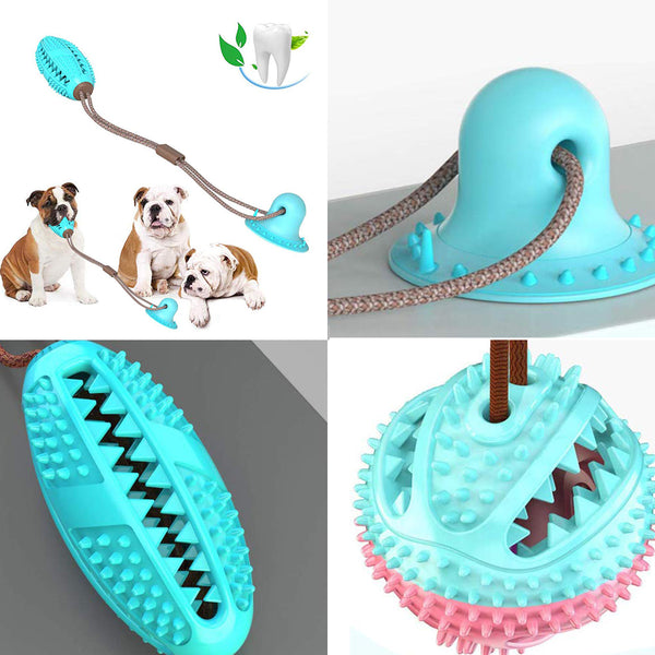 Dog Toys Silicon Suction Cup Tug Interactive Dog Ball Toy For Pet Chew Bite Tooth Cleaning Toothbrush Feeding Pet Supplies