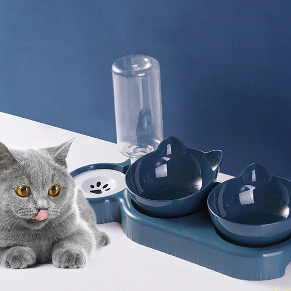 Pet Cat Bowl Automatic Feeder Water Dispenser